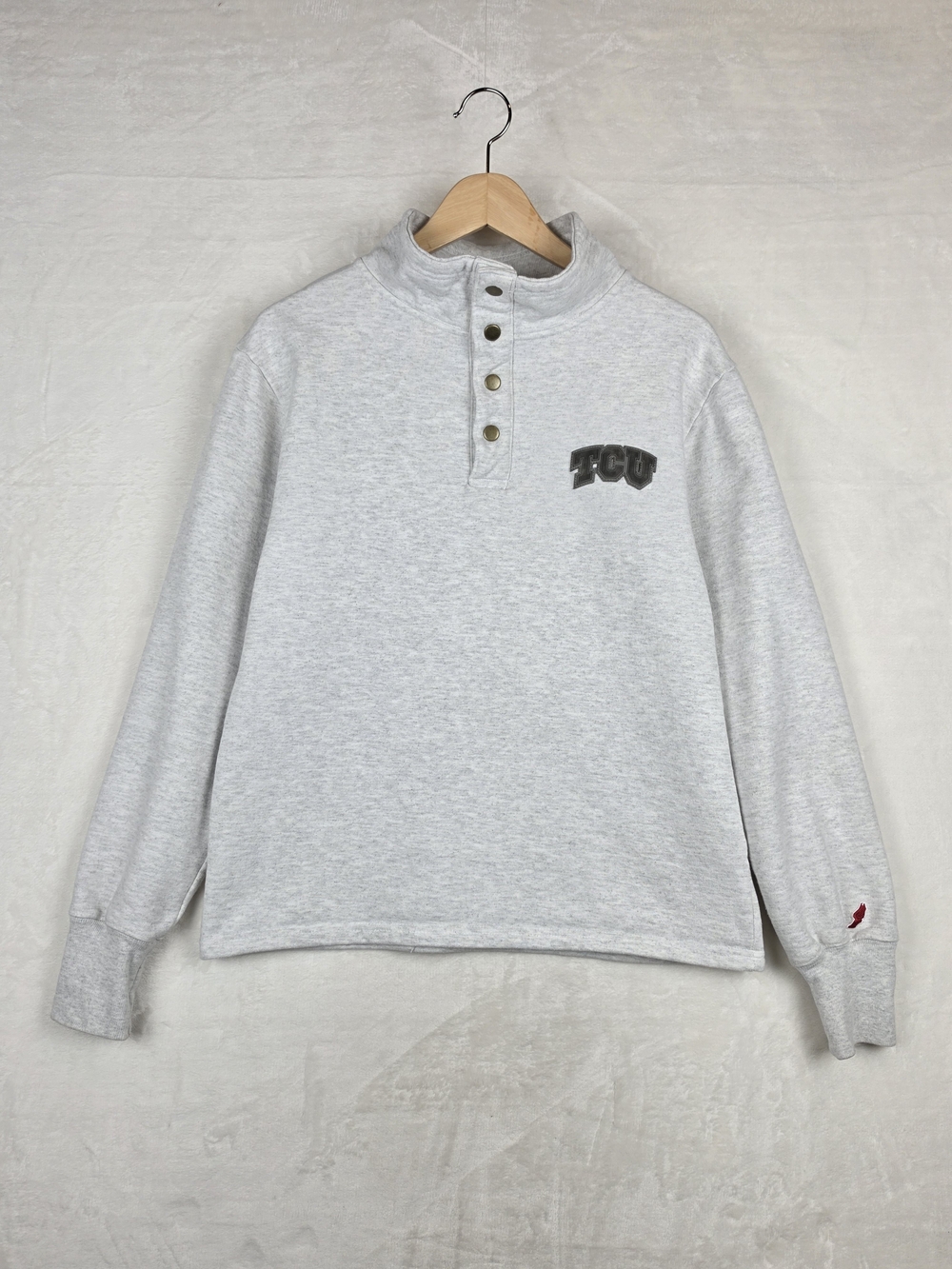 League TCU Horned Frogs Mock Neck Snap Pullover Womens S Gray Sweatshirt